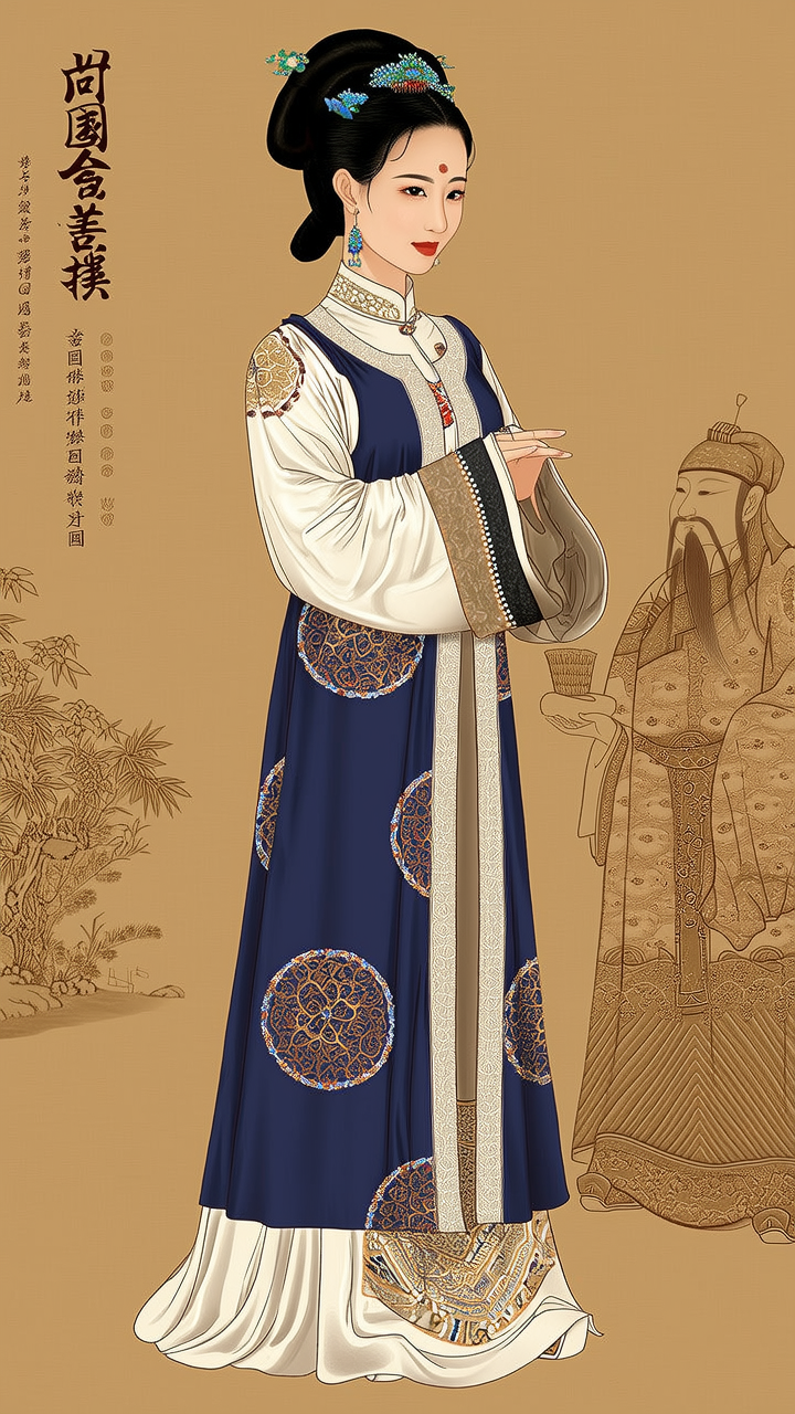 以中国文献内容做参考画一幅周朝全身照美女，背景要体现当时文化，服装要穿当时朝代的，人物要像真人