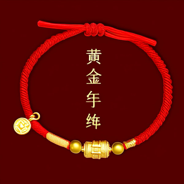 黄金红绳手链图片 黄金红绳手链图片