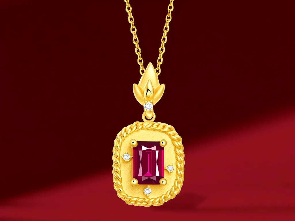 红宝石黄金项链图片