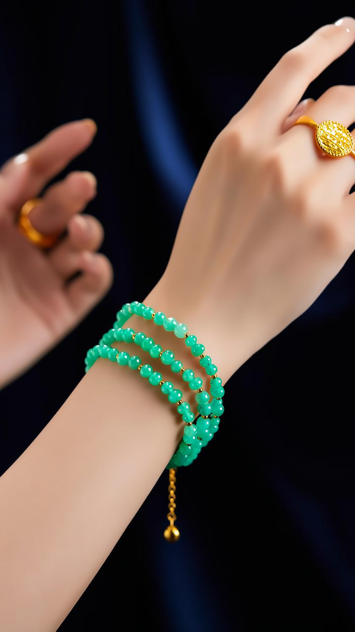 碧玺手串配黄金图片